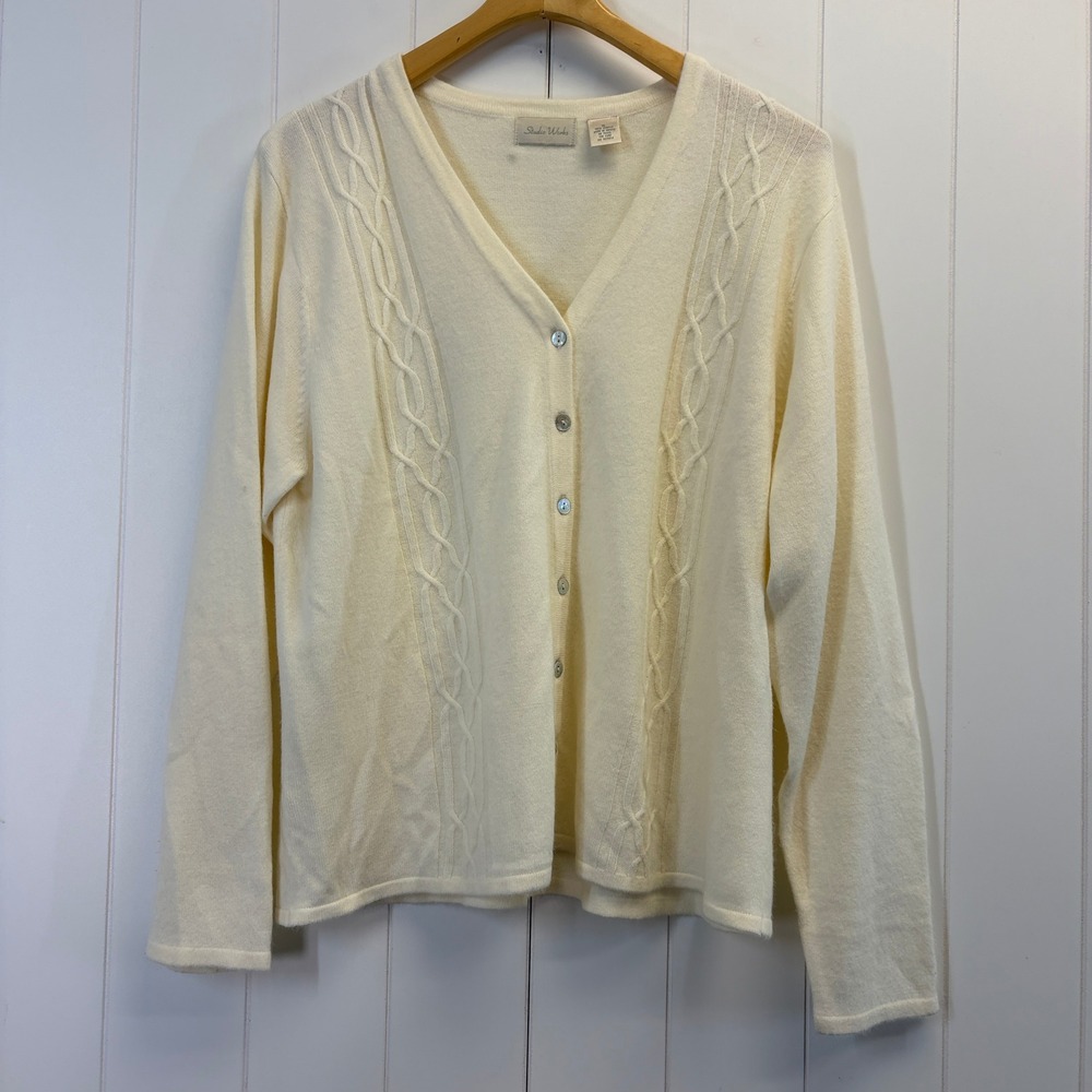 Vintage Studio Works Cottage Cable Knit Cardigan Sweater Women Size XL Soft Girl